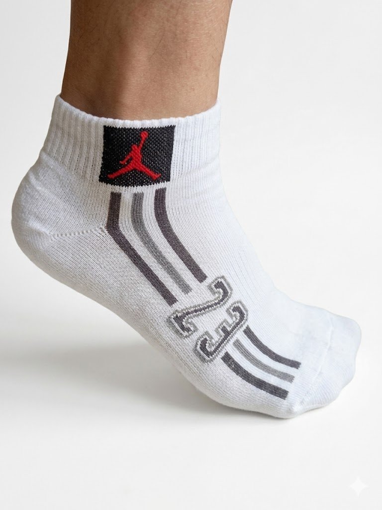 Jordan "23" Retro Ankle Socks - White & Grey
