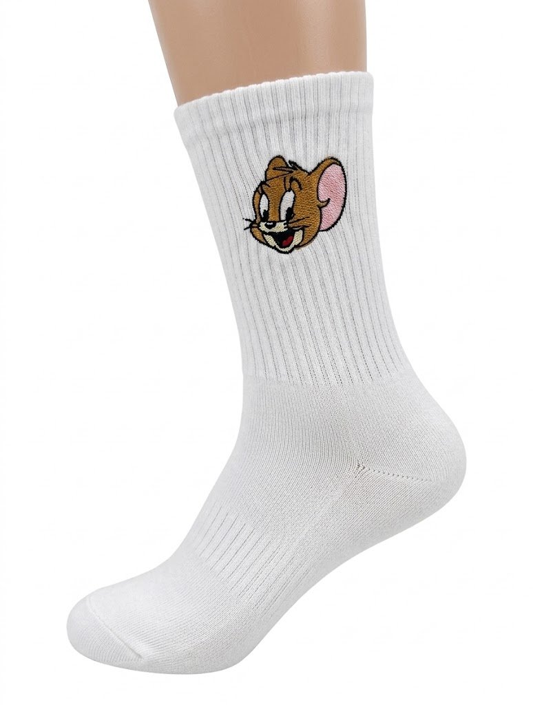 Jerry Mouse Character Embroidered Socks